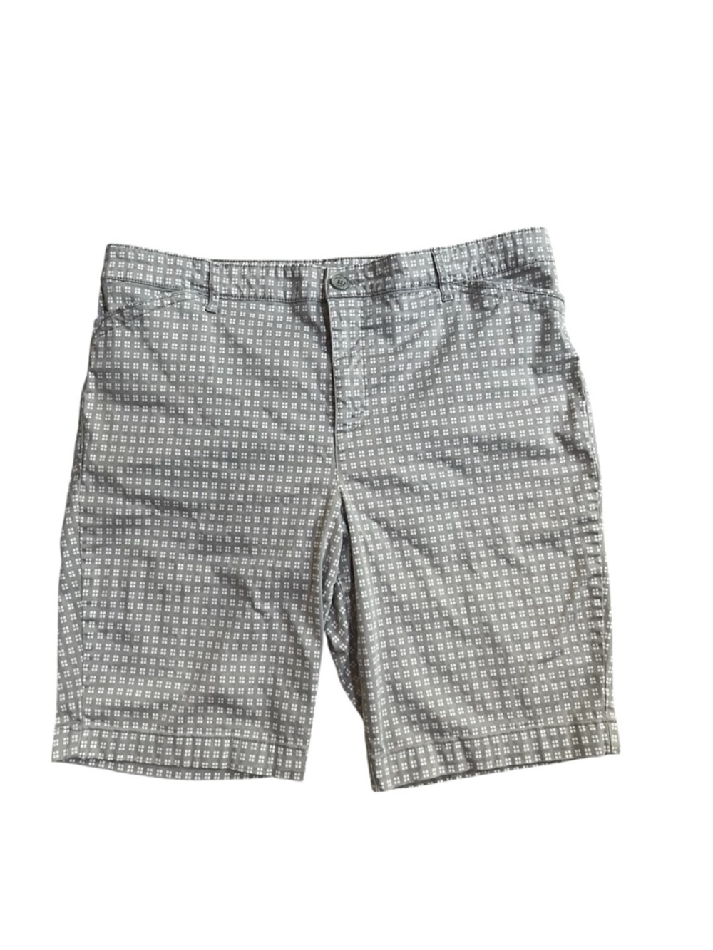Gloria Vanderbilt Shorts Womens Size 16 Khaki Unltd Gray& White Knee Length